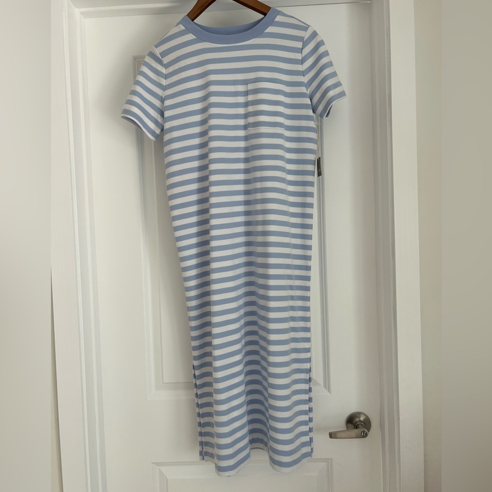 Classic Striped Midi Dress in Blue and White